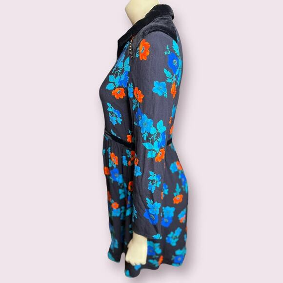 Maje Ruelli Imprime Blue Orange Floral Dress - Picture 5 of 9